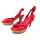 CHAUSSURES LOUIS VUITTON 41 SANDALES A TALONS CUIR ROUGE RED SANDALS SHOES 580€