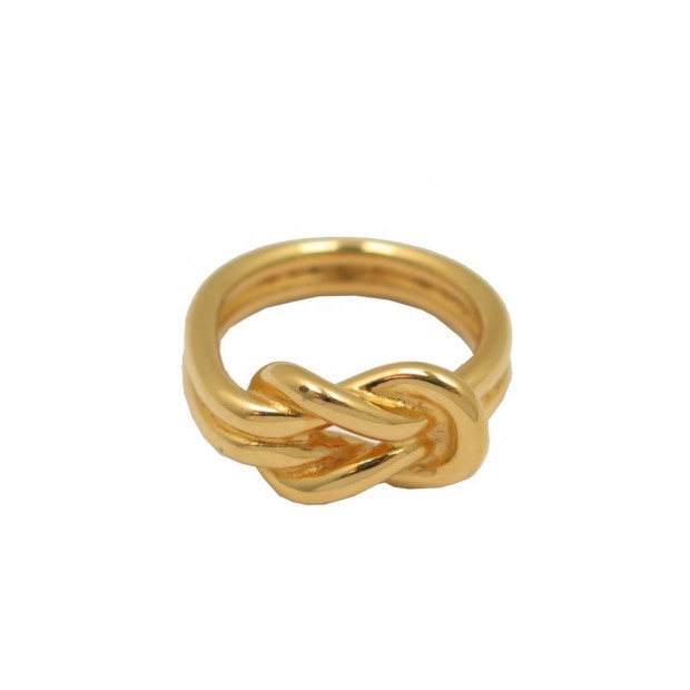 ANNEAU DE FOULARD HERMES NOEUD MARIN METAL DORE BAGUE A NOUER GOLDEN SCARF RING