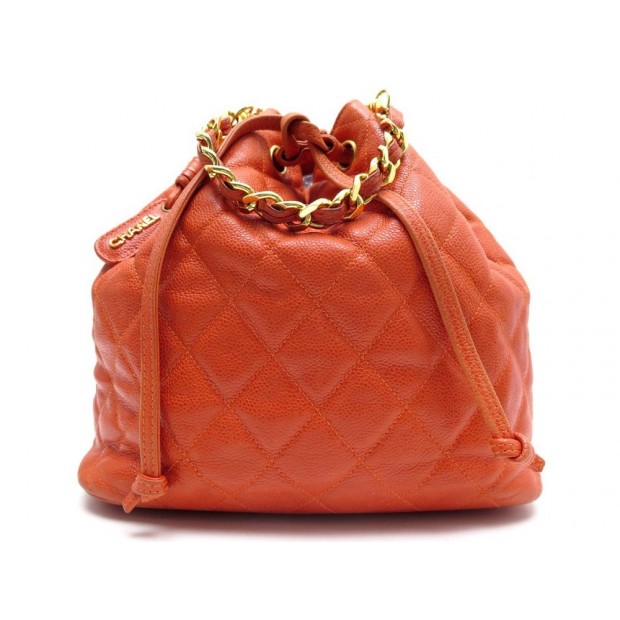  SAC CHANEL SEAU CUIR ORANGE 