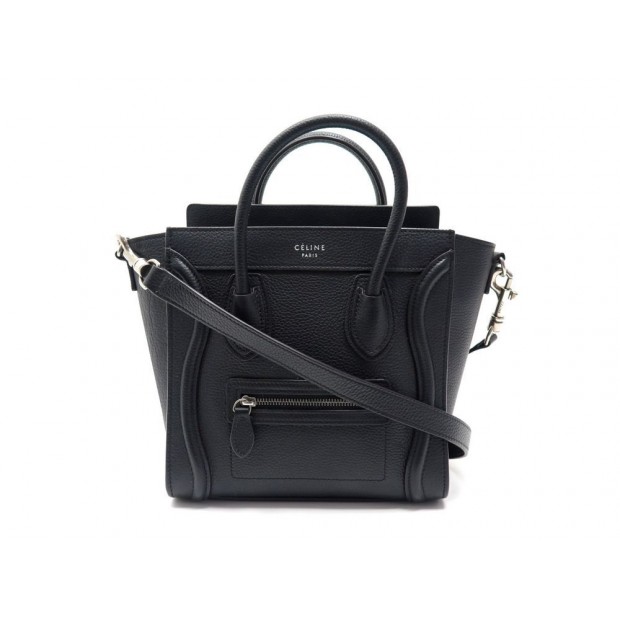 NEUF SAC A MAIN CELINE LUGGAGE NANO EN CUIR GRAINE NOIR BANDOULIERE PURSE 1900