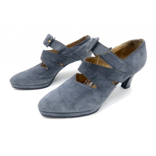 CHAUSSURES HERMES ESCARPINS 39 EN DAIM GRIS GREY + SAC DEER COURT SHOES 665€