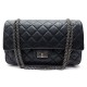 NEUF SAC A MAIN CHANEL TIMELESS 2.55 CUIR MATELASSE NOIR METAL RUTHENIUM 5420