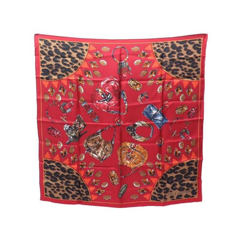 foulard louis vuitton carre 70 en soie rouge sac