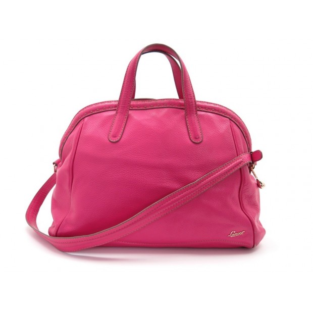 SAC A MAIN LANCEL 42 CM EN CUIR GRAINE ROSE GRAINED LEATHER HANDBAG PURSE 1190€