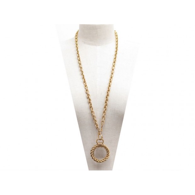 COLLIER CHANEL SAUTOIR LOUPE METAL DORE CHAINES GOLDEN NECKLACE MAGNIFYING GLASS