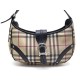 SAC A MAIN BURBERRY HORSEFERRY EN TOILE TARTAN BEIGE & CUIR NOIR HAND BAG 620€