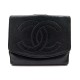 PORTEFEUILLE CHANEL LOGO CC PORTE MONNAIE CARTE EN CUIR CAVIAR NOIR WALLET