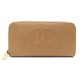 PORTEFEUILLE CHANEL LOGO CC CUIR CAVIAR BEIGE BOITE LEATHER WALLET BILLFOLD 990€