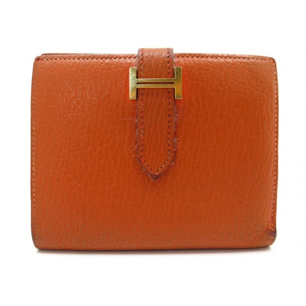 PORTEFEUILLE HERMES BEARN MINI GOUSSET PORTE MONNAIE CUIR TAURILLON WALLET 1090€