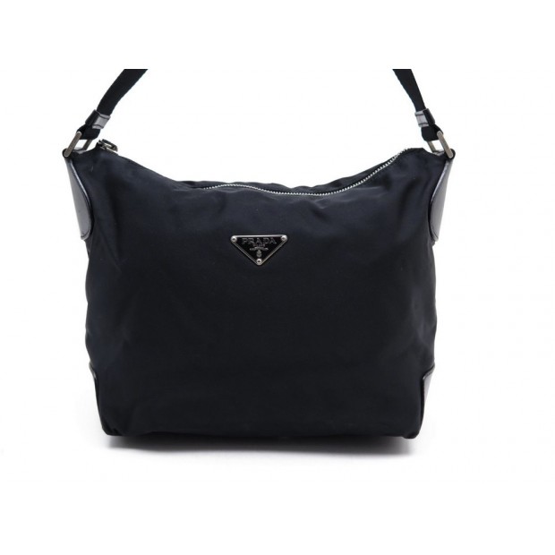 SAC A MAIN PRADA EN NYLON NOIR 23CM PORTE EPAULE BLACK CANVAS HANDBAG PURSE 790€