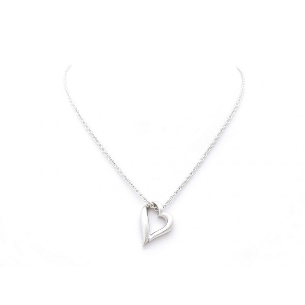 COLLIER PENDENTIF BOUCHERON COEUR EN OR BLANC 18K 16GR HEART GOLD NECKLACE 2900€