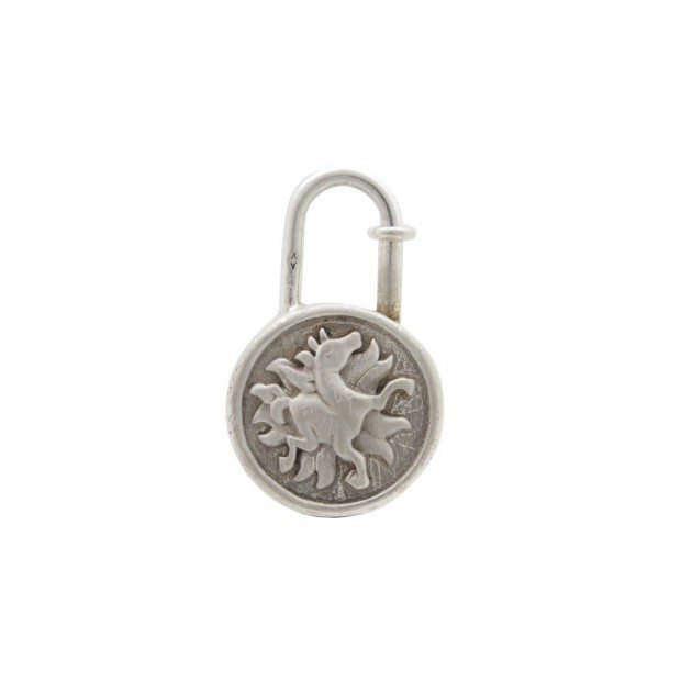 PORTE CLES HERMES CADENAS BONNE ANNEE DU SOLEIL 1994 EN METAL ARGENT KEY HOLDER