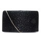 NEUF POCHETTE GIORGIO ARMANI Y1C007 BANDOULIERE EN CUIR NOIR STRASS CLUTCH 795€