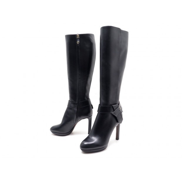 NEUF CHAUSSURES LOUIS VUITTON BOTTES A TALONS 36.5 CUIR NOIR BLACK BOOTS 1500