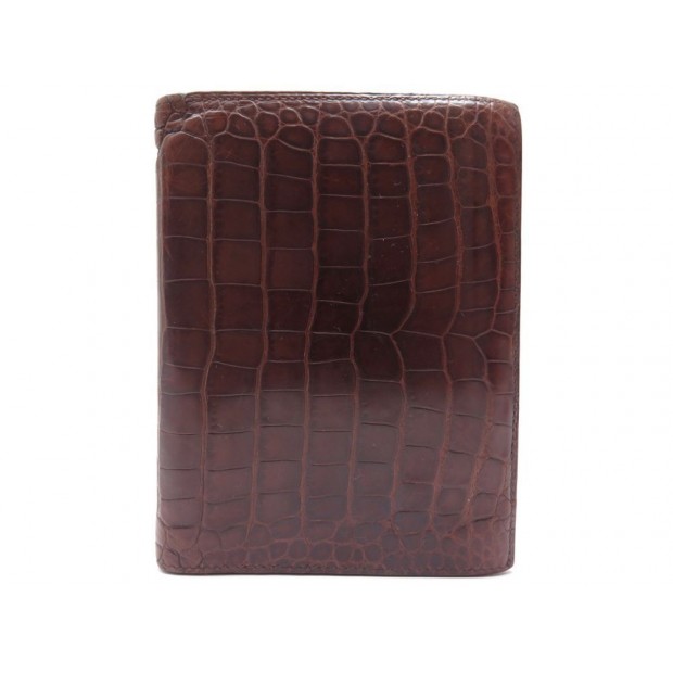 PORTEFEUILLE HERMES CUIR DE CROCODILE POROSUS MARRON BROWN LEATHER WALLET 3300€