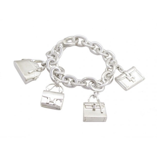 BRACELET HERMES AMULETTES BRELOQUES SAC KELLY BOLIDE JIGE EN ARGENT CHARMS 2050€