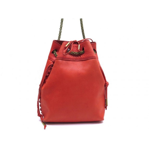 SAC A MAIN JEROME DREYFUSS SEAU BANDOULIERE CUIR ROUGE RED LEATHER HANDBAG 575€