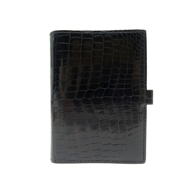 PORTE agenda hermes croco NOIR 