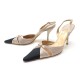 CHAUSSURES CHANEL ESCARPINS EN SATIN BEIGE ET NOIR 40.5 10.5B COURT SHOES 650€