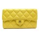 NEUF PORTEFEUILLE CHANEL TIMELESS RABAT CLASSIQUE A31506 CUIR JAUNE WALLET 930€