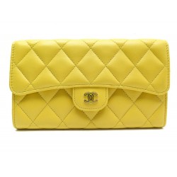 NEUF PORTEFEUILLE CHANEL CHANEL TIMELESS CUIR JAUNE 