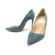 NEUF CHAUSSURES CHRISTIAN LOUBOUTIN ANJALINA ESCARPINS CLOUTES EN DAIM BLEU 675