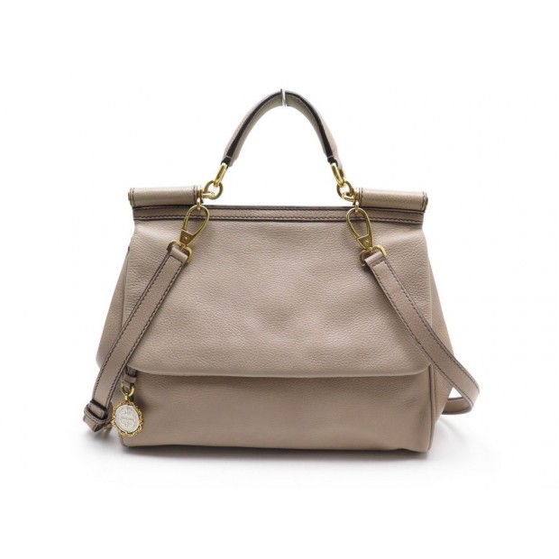 SAC A MAIN DOLCE AND GABBANA SICILY CUIR GRAINE BEIGE BANDOULIERE HAND BAG 1350€