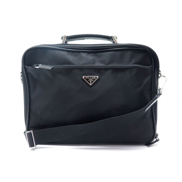 SAC A MAIN POCHETTE PRADA POUR PC MAC BANDOULIERE NYLON NOIR COMPUTER CASE 1400€