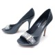 CHAUSSURES LOUIS VUITTON BUCI OPEN TOE PUMP 39 ESCARPINS CUIR BLEU + BOITE 795€