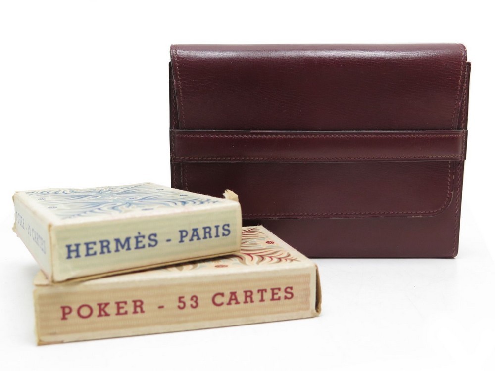 2 jeux de cartes poker etui hermes en cuir box