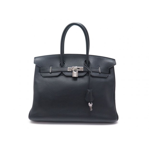 SAC A MAIN HERMES BIRKIN 35 EN CUIR TOGO NOIR & METAL PALLADIE BLACK HAND BAG