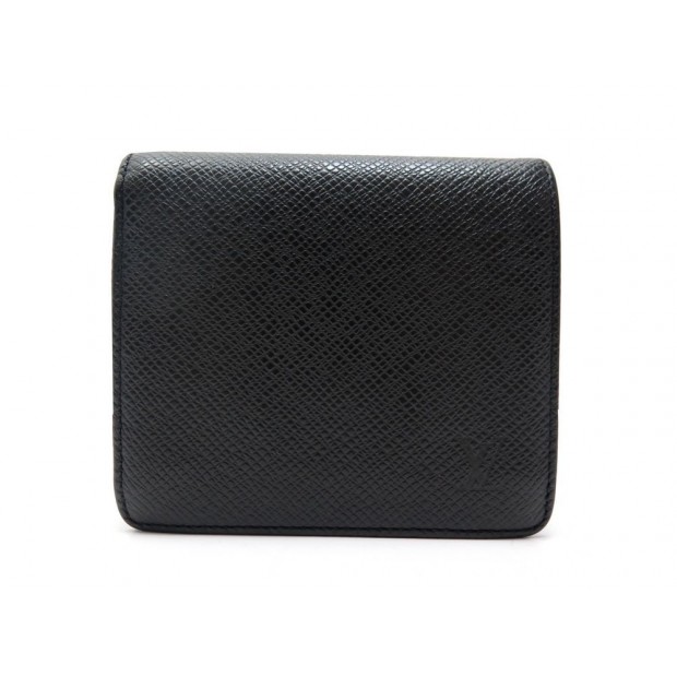 PORTEFEUILLE LOUIS VUITTON MARCO PORTE MONNAIE EN CUIR TAIGA NOIR BILLFOLD 460€