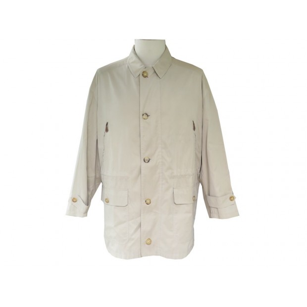 VESTE HERMES BLOUSON HERMES T 54 L SYNTHETIQUE BEIGE DOUBLURE SOIE JACKET 1500