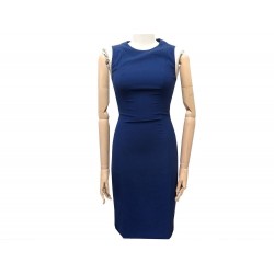 NEUF ROBE SANS MANCHE PRADA 38 IT 34 FR S EN LAINE BLEU NEW WOOL DRESS 1000€