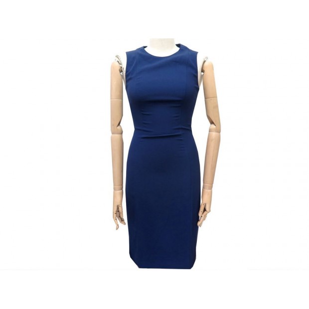 NEUF ROBE SANS MANCHE PRADA 38 IT 34 FR S EN LAINE BLEU NEW WOOL DRESS 1000€