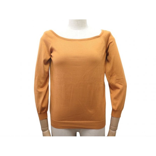 NEUF PULL HERMES EPAULES DENUDEES H522620D82P38 TAILLE 38 M SOIE ORANGE 980€