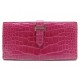 PORTEFEUILLE HERMES BEARN CUIR CROCODILE ROSE + BOITE PINK LEATHER WALLET 5650€