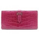 PORTEFEUILLE HERMES BEARN CUIR CROCODILE ROSE + BOITE PINK LEATHER WALLET 5650€