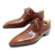 CHAUSSURES CORTHAY RICHELIEU CUIR CROCODILE MARRON SUR MESURE 41 FIN POCHON BERL 