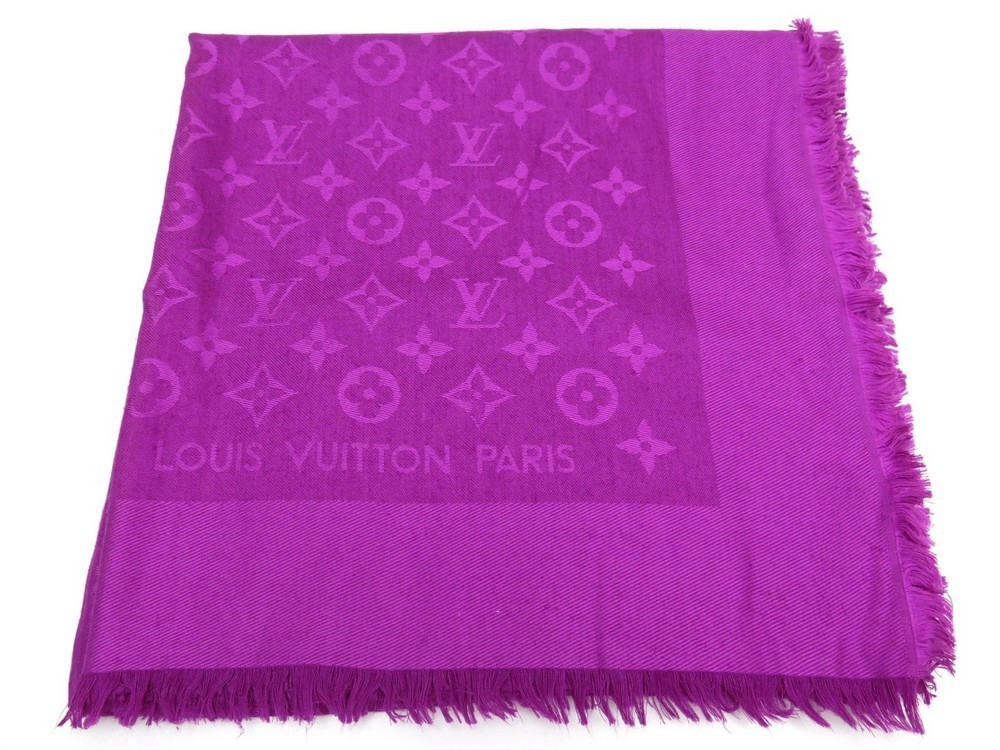 chale louis vuitton monogram 402336 en soie et laine