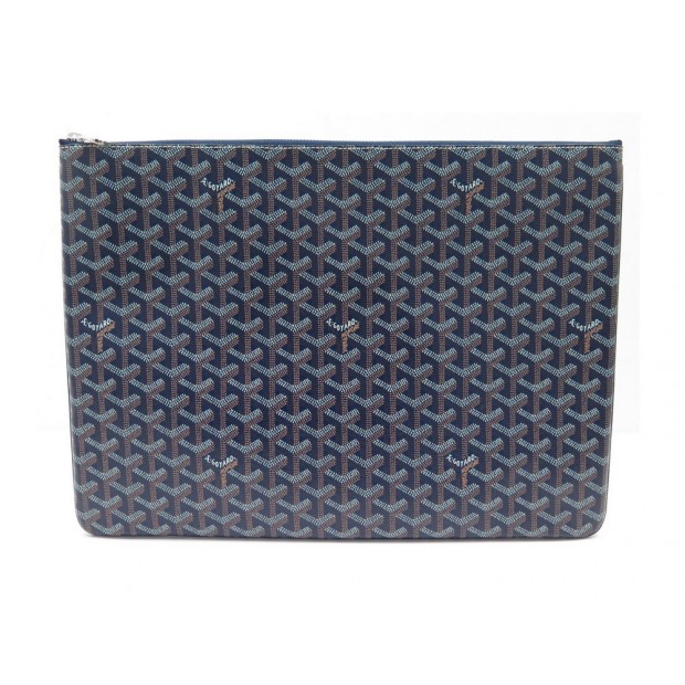 NEUF POCHETTE A MAIN GOYARD SENAT GM TOILE BLEUE + BOITE BLUE CLUTCH BAG NEW