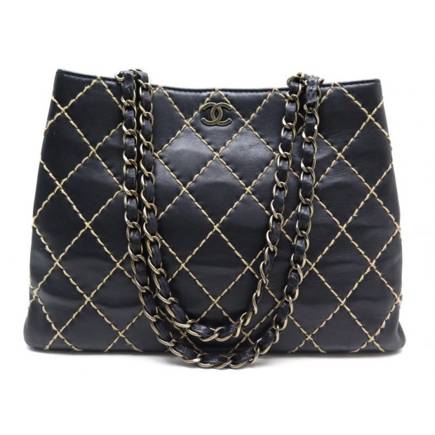 AUTHENTICITE SAC A MAIN CHANEL CUIR NOIR TRESSE 