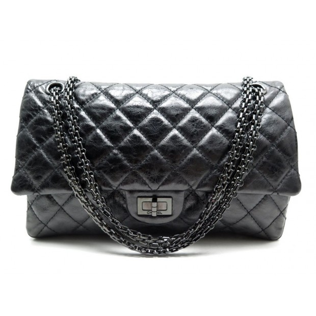 sac a main chanel 2.55 so black bandouliere en cuir