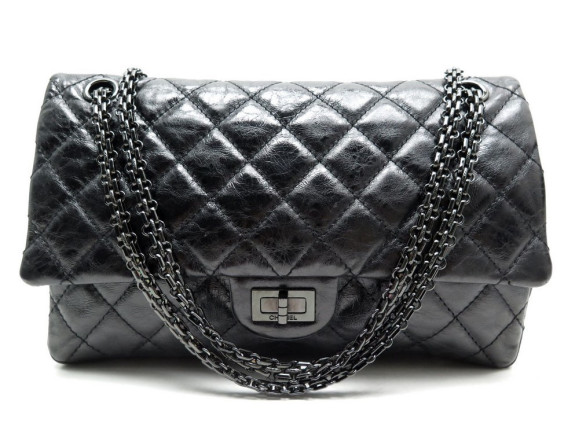 sac a main chanel 2.55 so black bandouliere en cuir