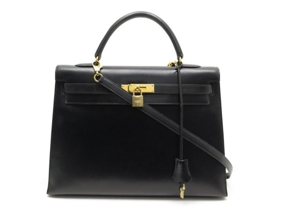 sac a main hermes kelly 36 sellier en cuir box noir