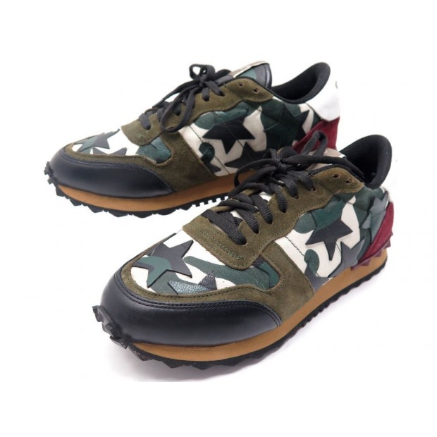CHAUSSURES VALENTINO ROCKRUNNER 40 IT 41 BASKETS CAMOUFLAGE ETOILE SNEAKERS 605€