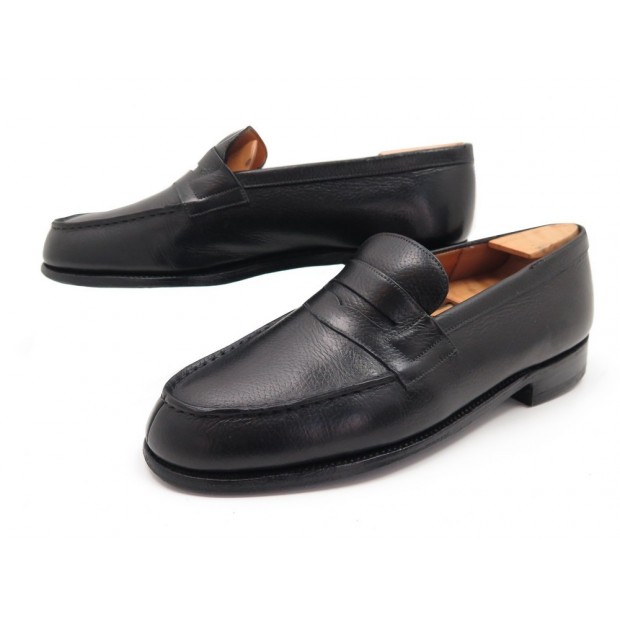CHAUSSURES JM WESTON MOCASSINS 180 CUIR GRAINE 7C 41.5 BLACK LOAFERS SHOES 590