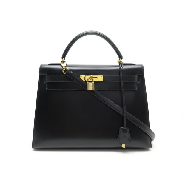 SAC A MAIN HERMES KELLY 33 CUIR EVERGRAIN NOIR BANDOULIERE BLACK HAND BAG 7700