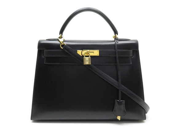 sac a main hermes kelly 33 sellier 1993 cuir box noir