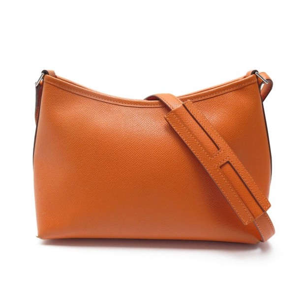 SAC A MAIN HERMES 23 CM CUIR TAURILLON CLEMENCE ORANGE PORTE EPAULE PURSE 2700